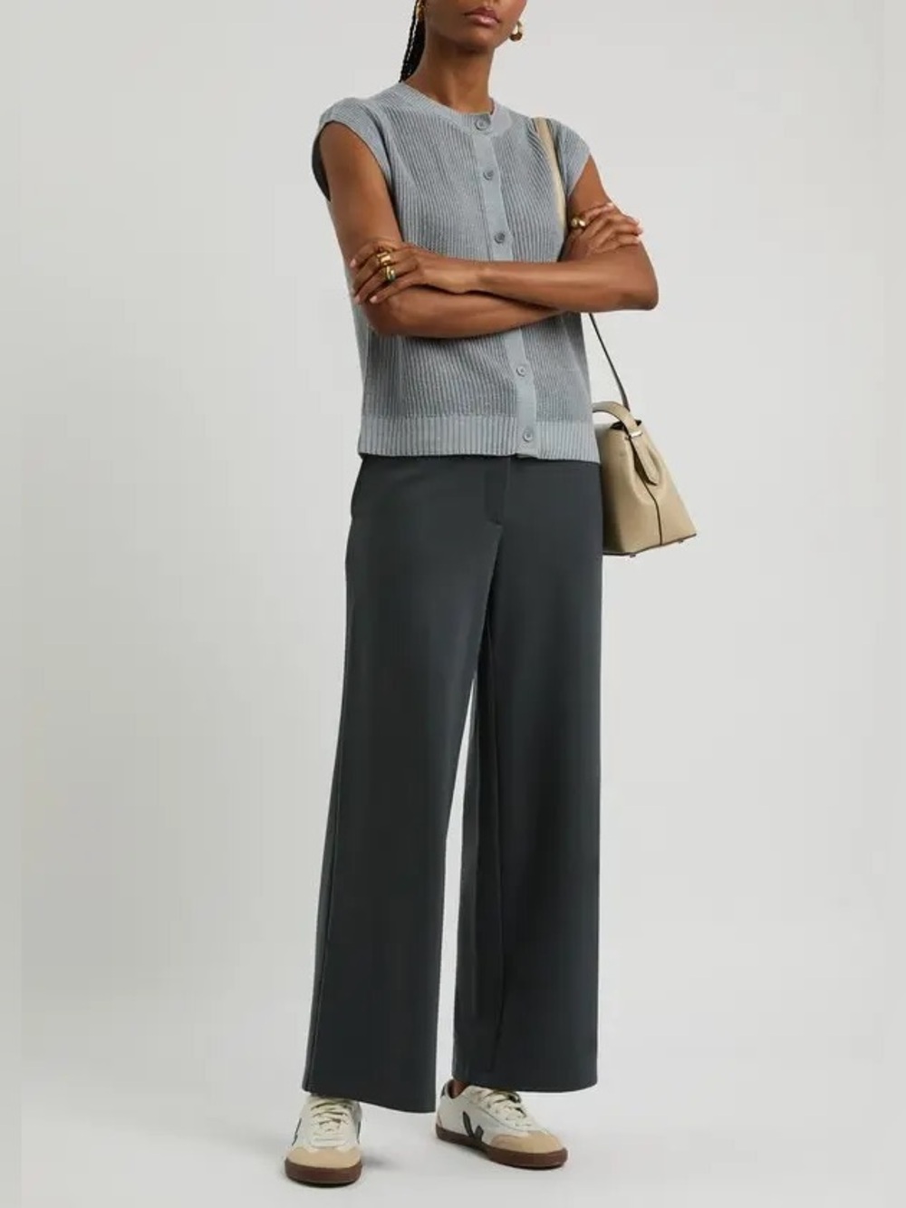 Eileen Fisher. Stretch-Jersey Trouser. Gray. Size Small.